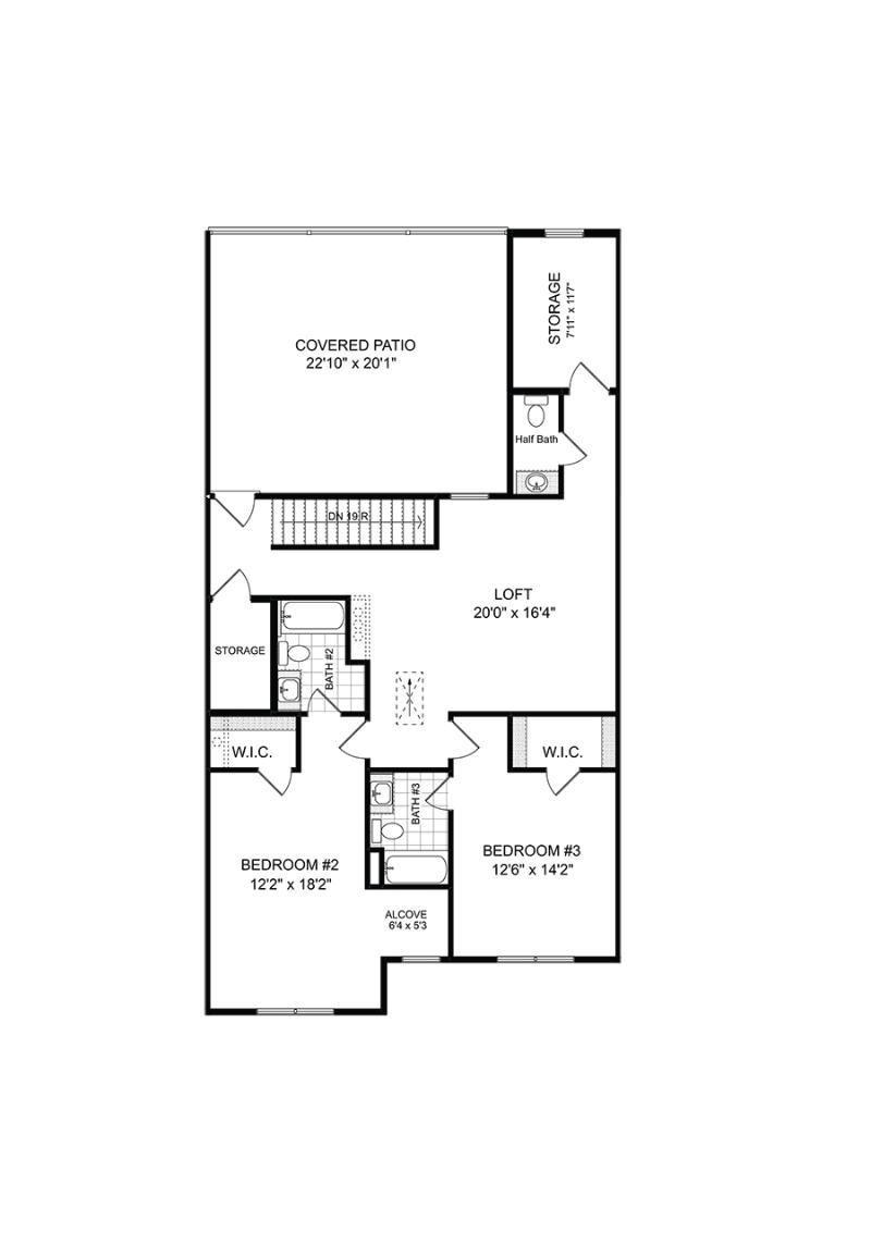 Second floor of the available Mew townhome interior unit at Ruisseau in Woodstock, GA.